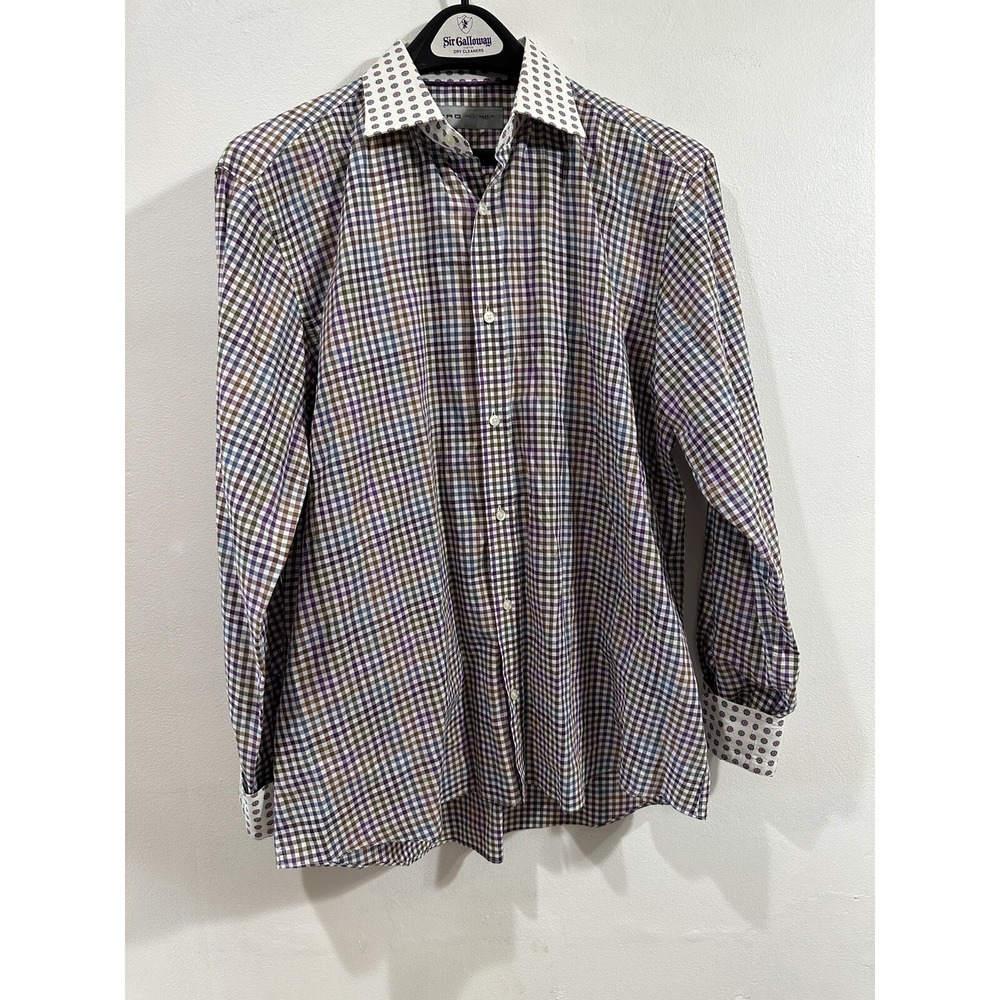 ETRO Milano Made In Italy Men's Multicolored Plaid Button Up Shirt Size 41